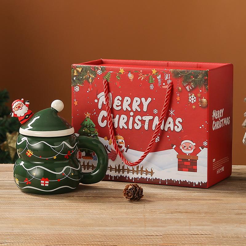 Christmas Themed Ceramic Mug with Lid