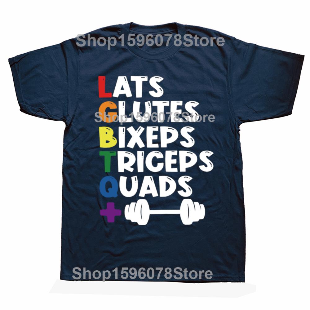 LGBTQ Gym T Shirt Last Glutes Biceps Triceps Lgbt Humor Gym Lovers Tee Tops EU Size 100% Cotton Casual Y2k T-shirt