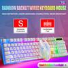 RGB Rainbow Backlit Wired Keyboard and Mouse Set - Comfortable Floating Keycaps, Durable for Office Business