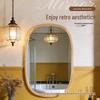 Vintage-Style Walnut Bathroom Mirror: Solid Wood, Wall-Mounted, Desktop Makeup Decoration for Home. In Stock
