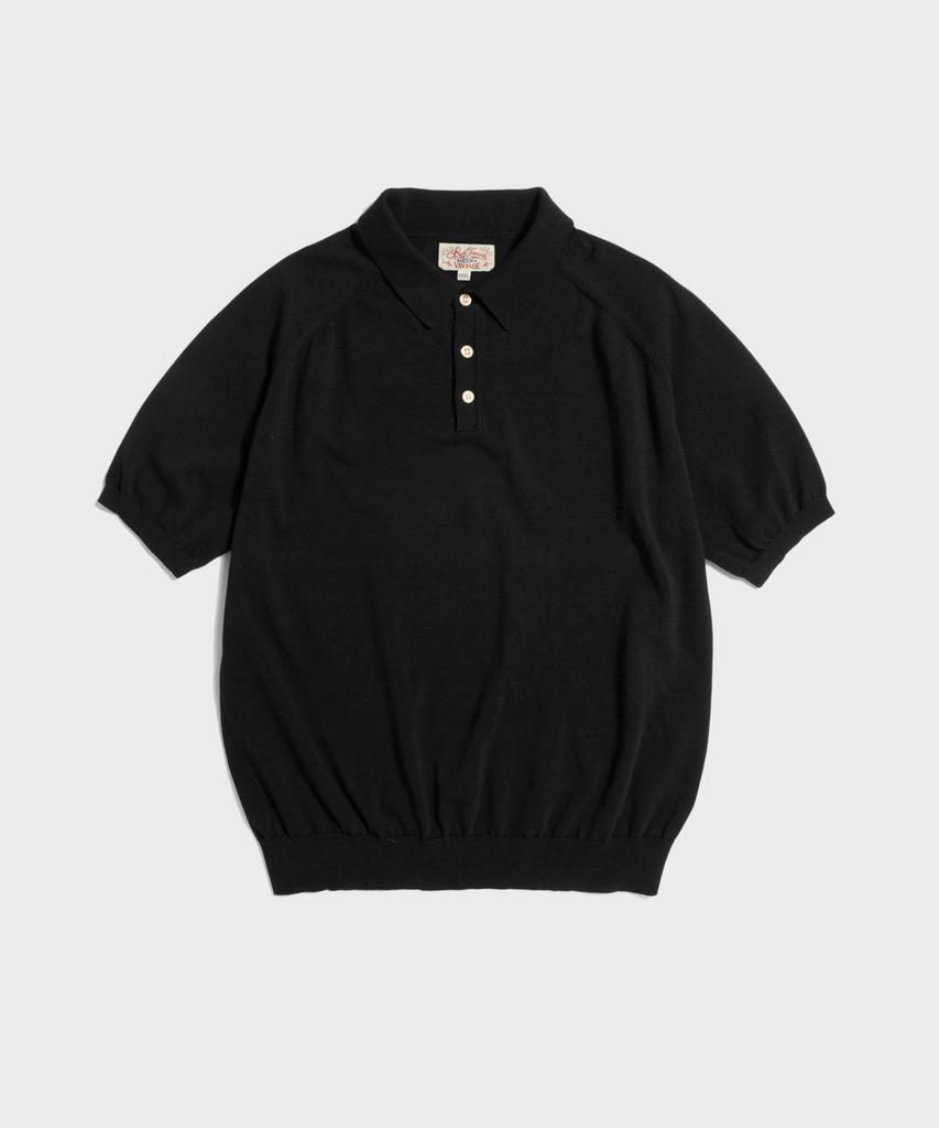 Ledeutoneido Retro Knitted Polo Shirt Black