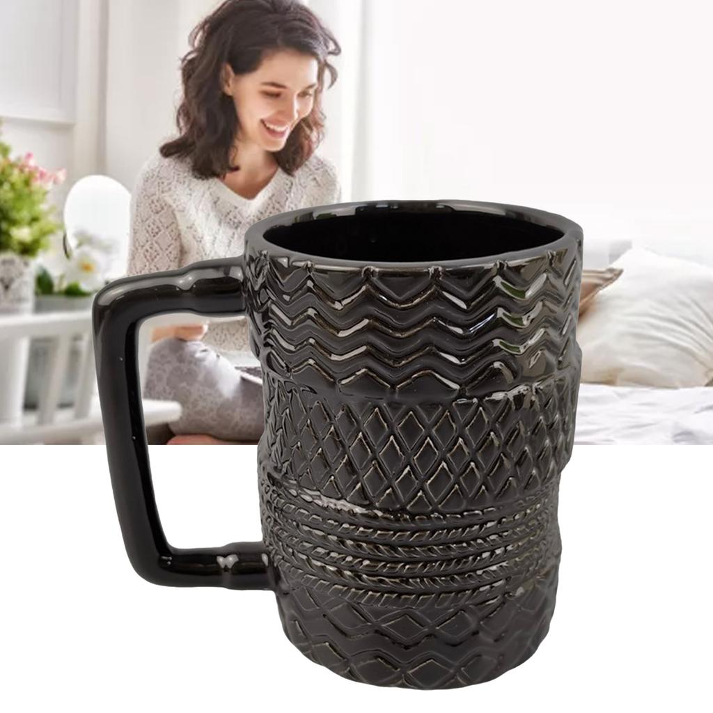 380ml Coffee Mug Stacking Tyre Pattern Nordic Style Irregular Ceramics Tea Cup for Home Kitchen