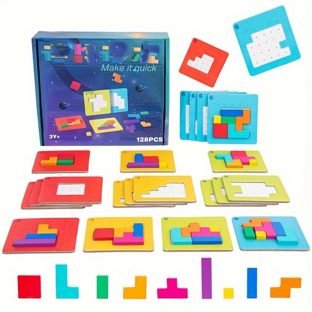 Interactive Family Puzzle Game, Colorful Brain Teaser Blocks for Kids & Parents - Engaging Two-Player Challenge & Gift Idea