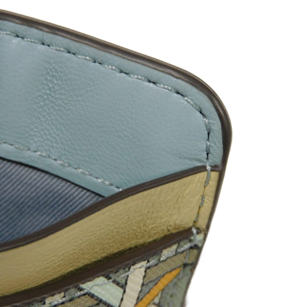 Used Robinson Fragment Case 10833, 79423, 7943, Saffiano Card Case with Double T Logo, Multicolor, Unisex from Japan