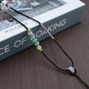 Handwoven Adjustable Jade Pendant Lanyard Necklace - Thin Gold Rope Style
