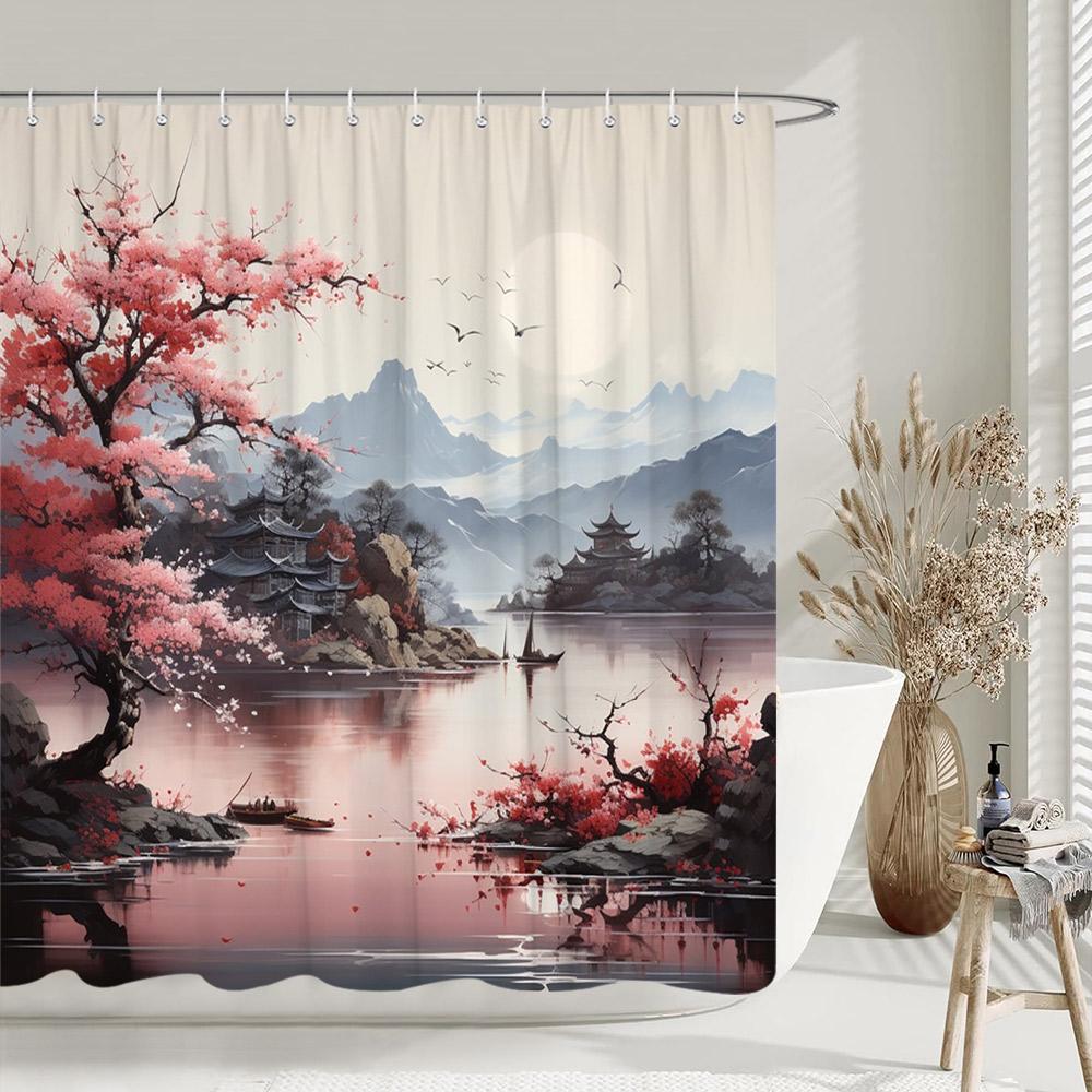 

Outdoor Scenic Shower Curtain Waterfall Landscape Nature Landscape Tropical Forest Polyester Fabric Shower Curtain Bathroom Deco W60H190(CM)-1 Pcs