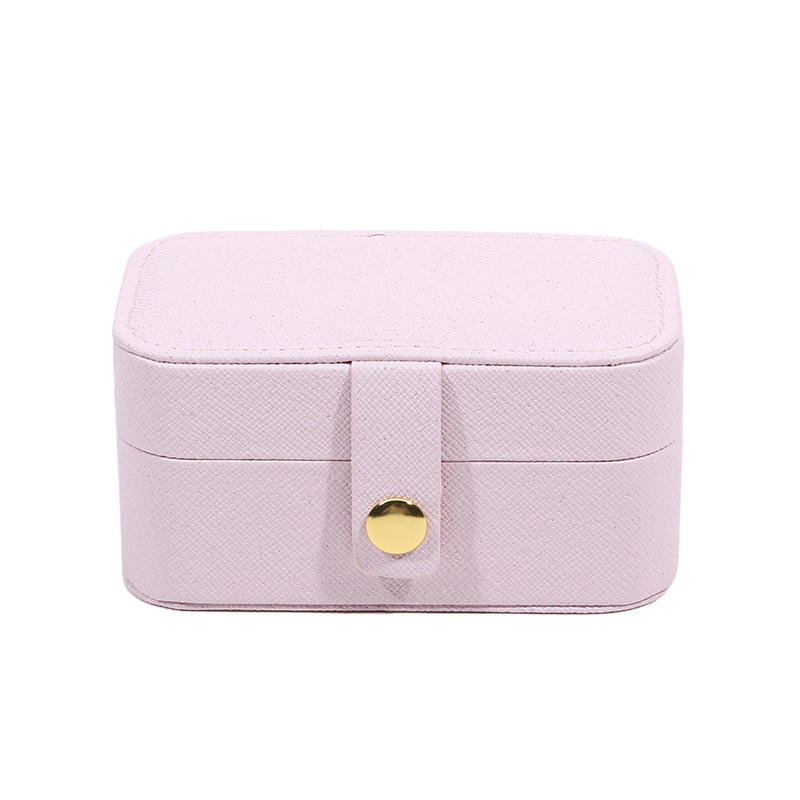 Simple PU Leather Jewelry Storage Box Mini Solid Color Jewelry Display Case Packing Portable Ring Necklace Case Girls