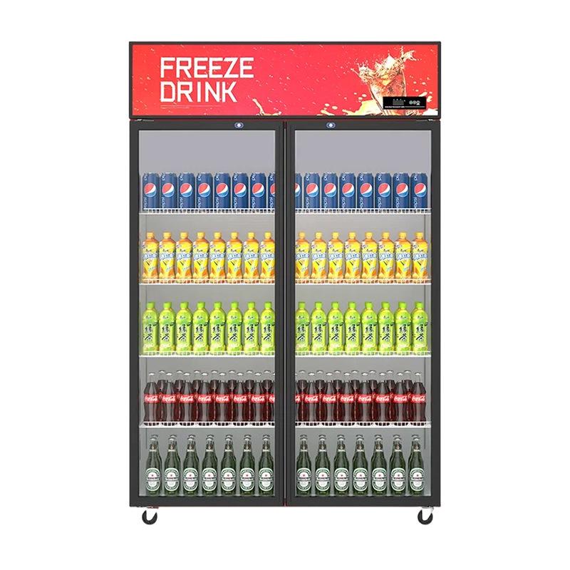 Supermarket Beverage Display Freezer - Upright Single/Double Door Refrigerator for Drinks and Beer Preservation
