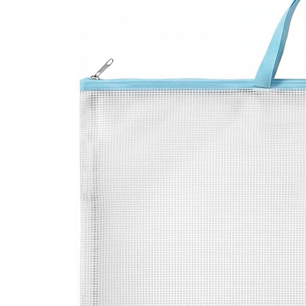 A2 Zipper File Bags Mesh Portfolio Art Supply Bag Water Proof Plastic Folder with Handle for Posters Drawings School