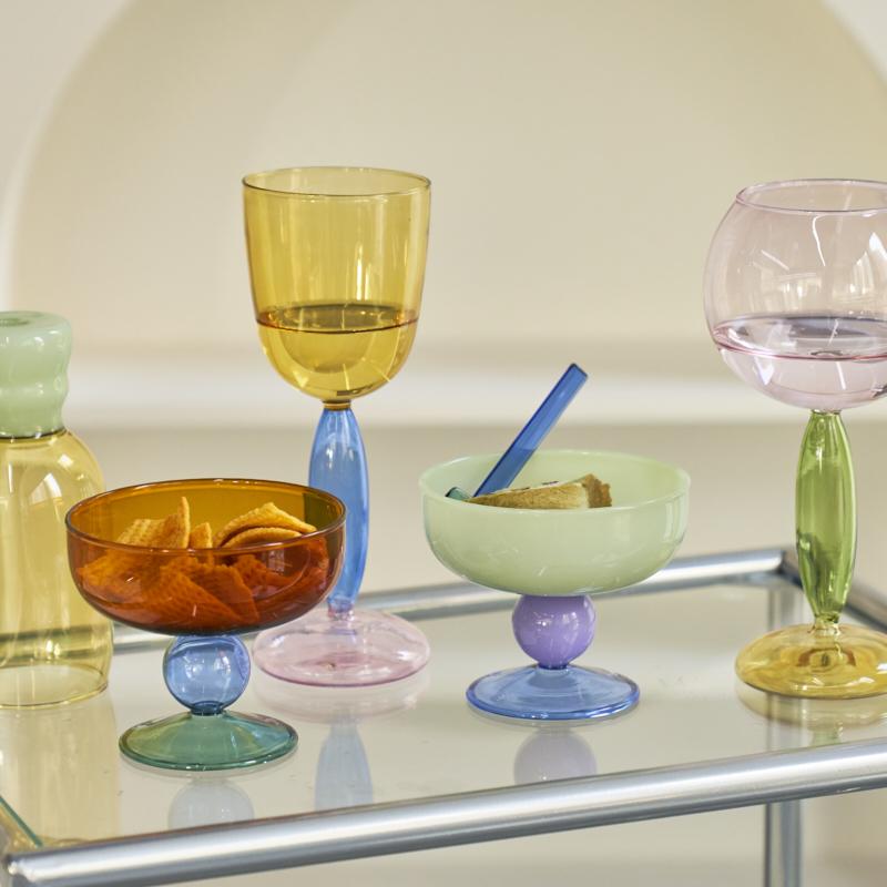Colorful Glass Bowl Icecream Bowl Glass Bowl for Yoghurt Cute Japanese Tableware Soup Bowl Fruit Bowl Glass Spoon