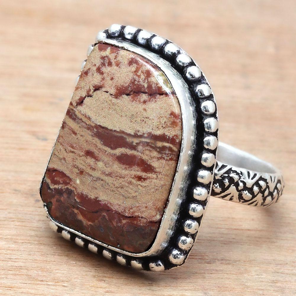 Designer Jasper Gemstone Handmade Silver Jewelry  "8.5"