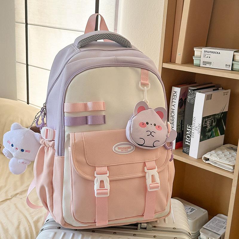 Schoolbag: Japanese soft milky healing style, fresh collegiate backpack, student, girl, weekend short trip backpack