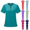 Women's V-Neck Nurse Scrub Suit - Casual Top & Pants Set Workwear