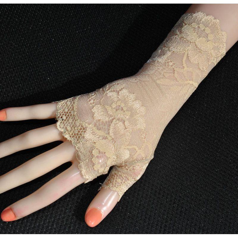 New Elastic Lace Half Finger Gloves Thin Short Finger Leakage Sun Protection Driving Non Slip UV Protection Scar Covering Tattoo
