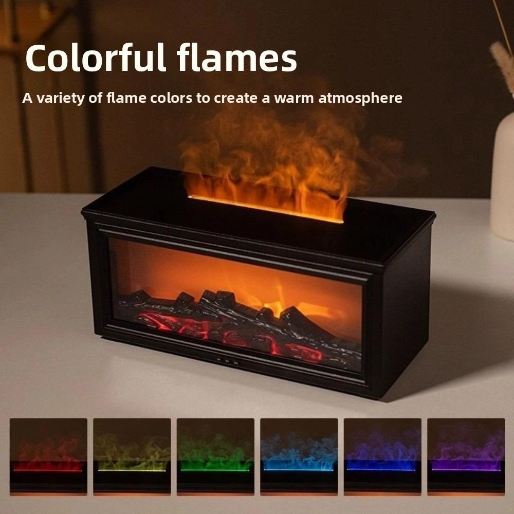 Remote Control Essential Oils Humidifier 7 Colors Simulated Fireplace Diffuser  Home