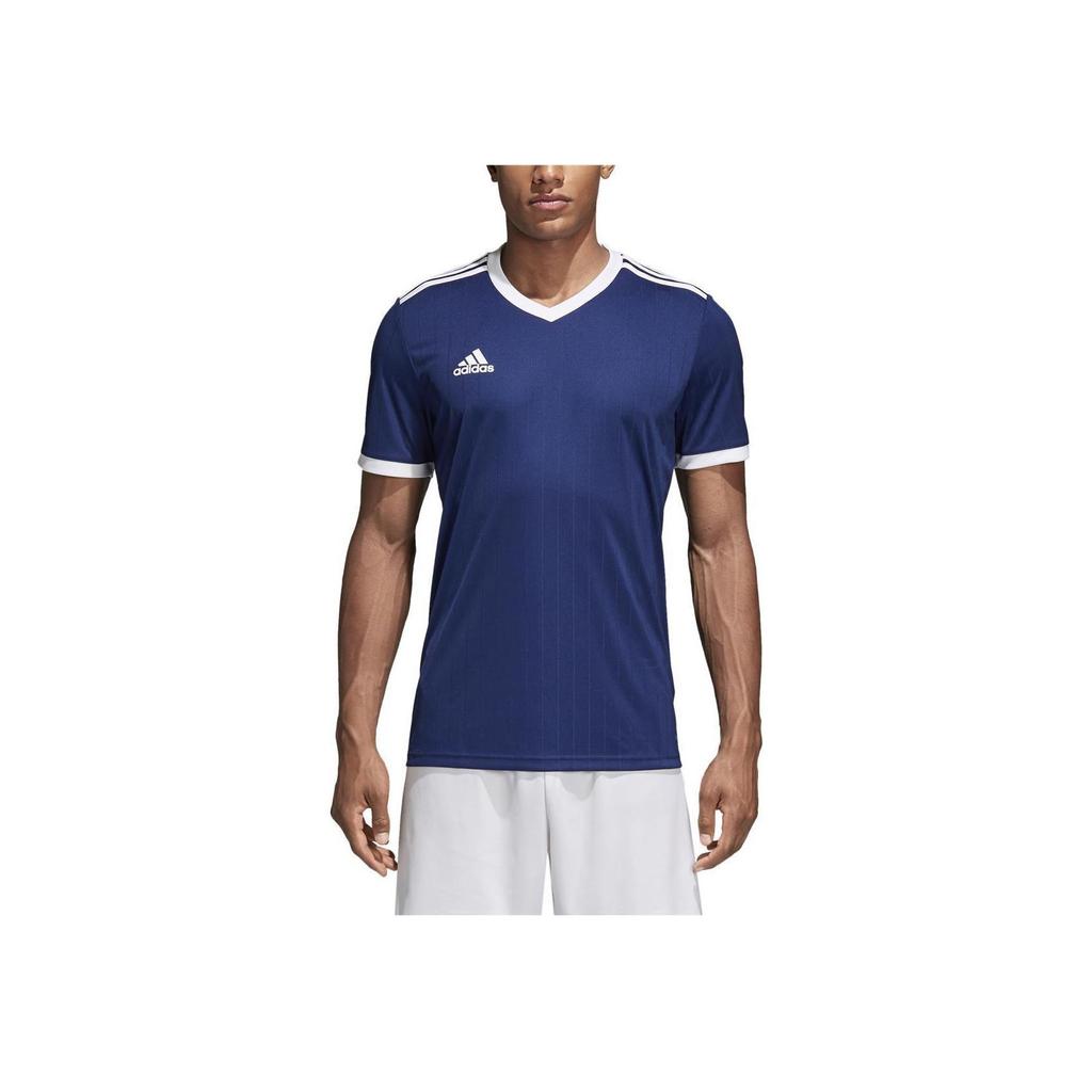 adidas Logo-Print V-Ausschnitt Kurzarm Fußballtrikot Herren Oberteile Blau CE8937