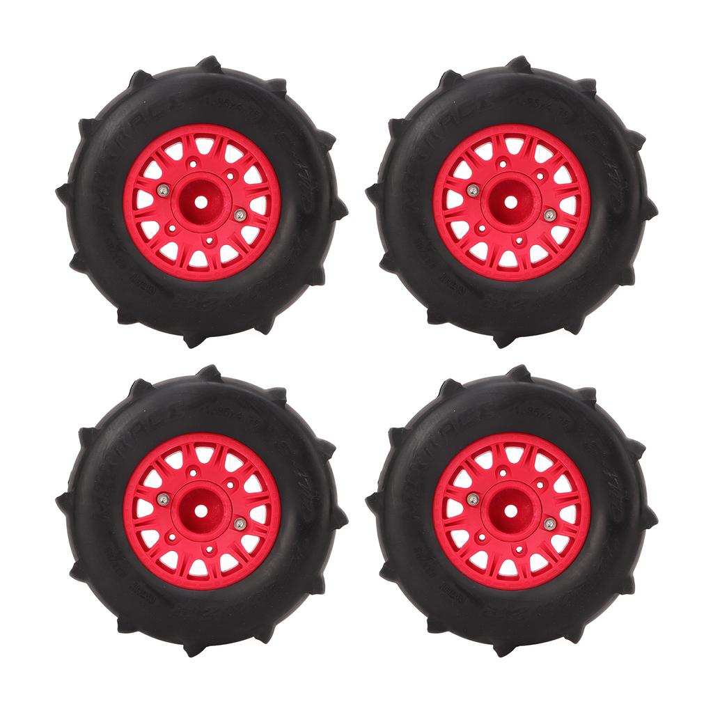 4 PCS RC Car Snow Wheels Tires Excellent Grip Thickened Weighted RC Car Accessories with 12mm 14mm 17mm Colligator Red