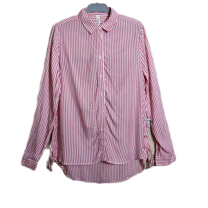 Export Exported To Spain Original Order Leftover Stock Red and White Striped Long Sleeve Shirt Women Can Pull Up Stylish Spring & Fall On Both Sides