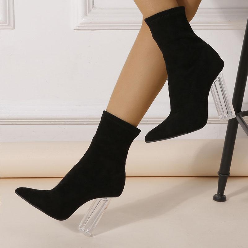 Plus Size 35-42 Women Boots Autumn Winter High Heels Shoes Woman Sexy Ladies Booties Pointed Toe Pumps Boots for Women  WSH3528