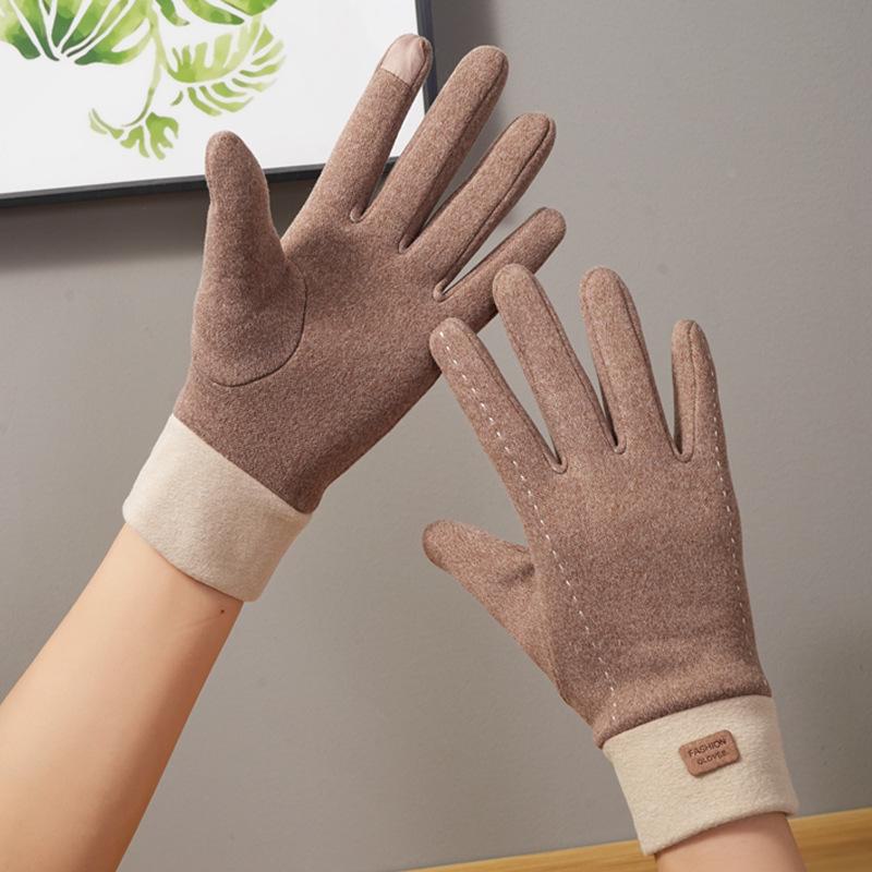 

Женские зимние плюшевые трехрядные перчатки для сенсорных экранов — симпатичные, теплые, защитные, идеально подходят для верховой езды, вождения и холодной погоды. double line, One Size хаки