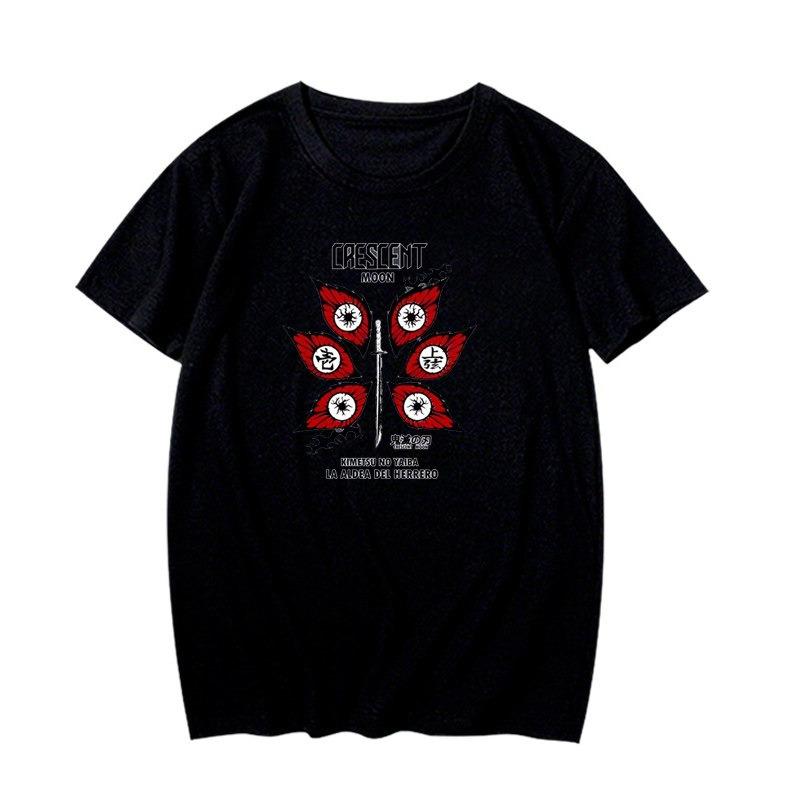 Kimetsu No Yaiba Kokushibo Anime Graphic TShirt Men Streetwear Pink Red Black Print Casual Tops S