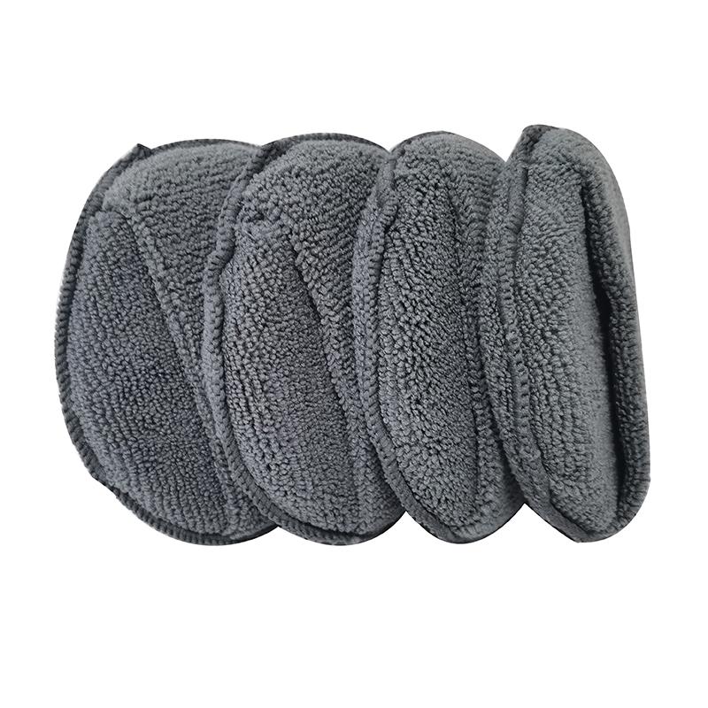 4 Pcs 5" Round Car Care Microfiber Pocket Sponge,Auto Wax Applicator Pad,Car Detailing Hand Polishing Pad