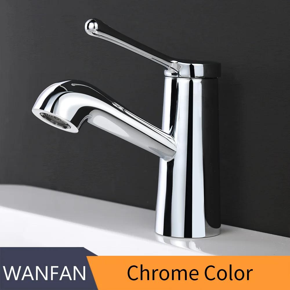 Chrome Brass Single Hole Single Handle Waterfall Hot and Cold Deck Mounted Basin Faucet for Bathroom Lavatory (as the picture,Brass)