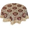 Simhomsen Vintage Burgundy Lace Tablecloth Embroidered Round 54 Inch
