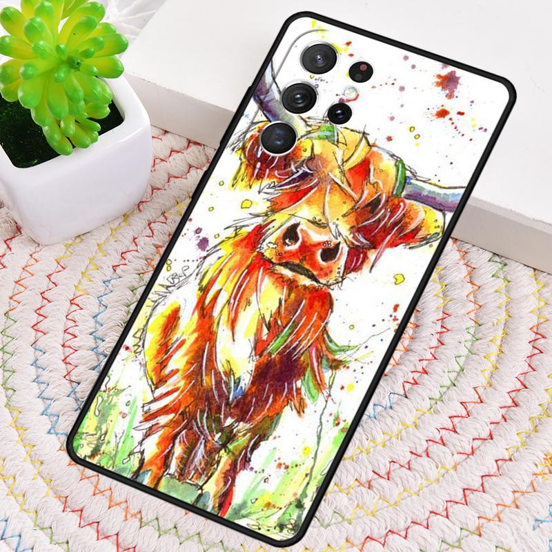 Animal cattle cow watercolor painting Phone Case for Samsung Galaxy note 10 pro S26 Ultra S23 S24 FE S25 S21 S22 PLUS Cove