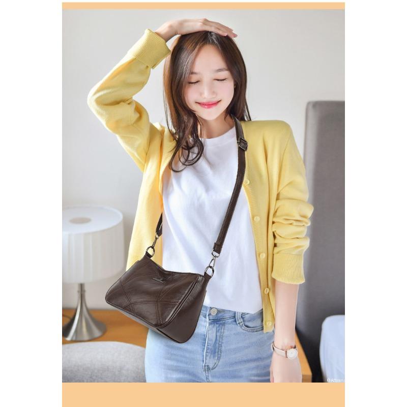 Multi Functional Casual Crossbody Bag PU Soft Leather Retro Crossbody Bag Women's Shoulder Bag Simple Casual Bag