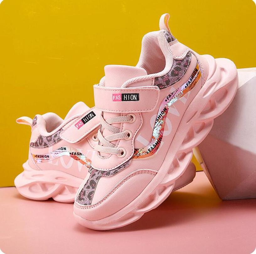 Autumn Pink Kids Sneakers Lightweight Girls Running Sport Shoes Boys Fashion Casual Walking Shoes Children Pu Leather Tenis Snea