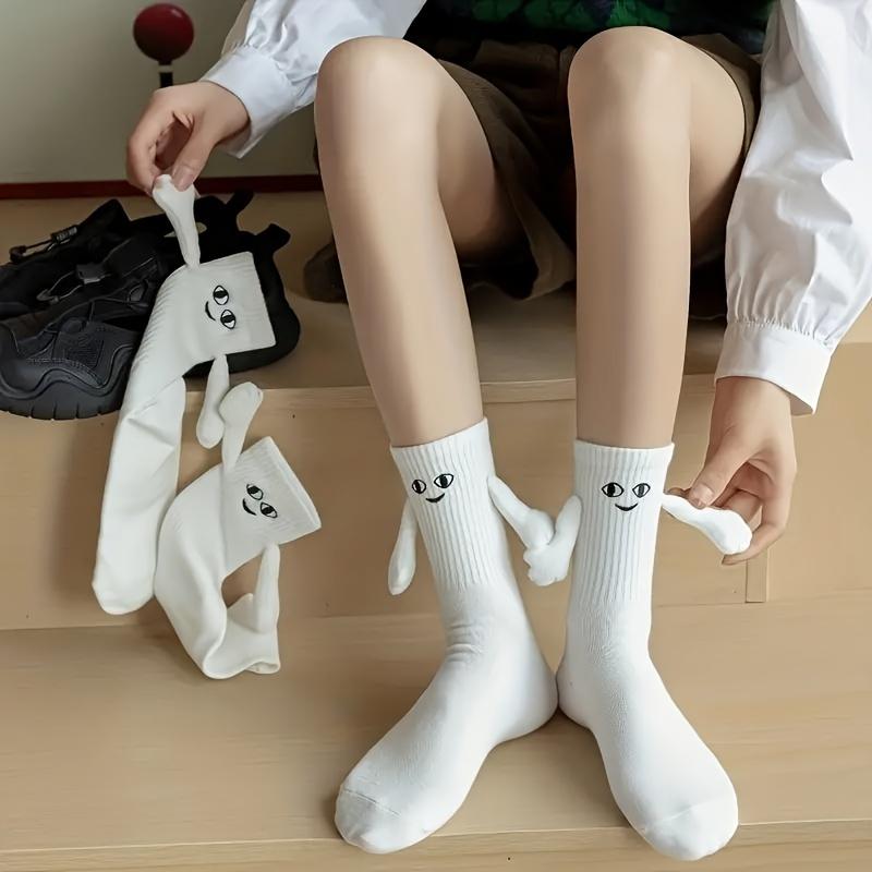3 Pairs Magnetic Connection Crew Socks Cozy Breathable Thermal Knit for Cooler Seasons Ideal for Matching with Partners