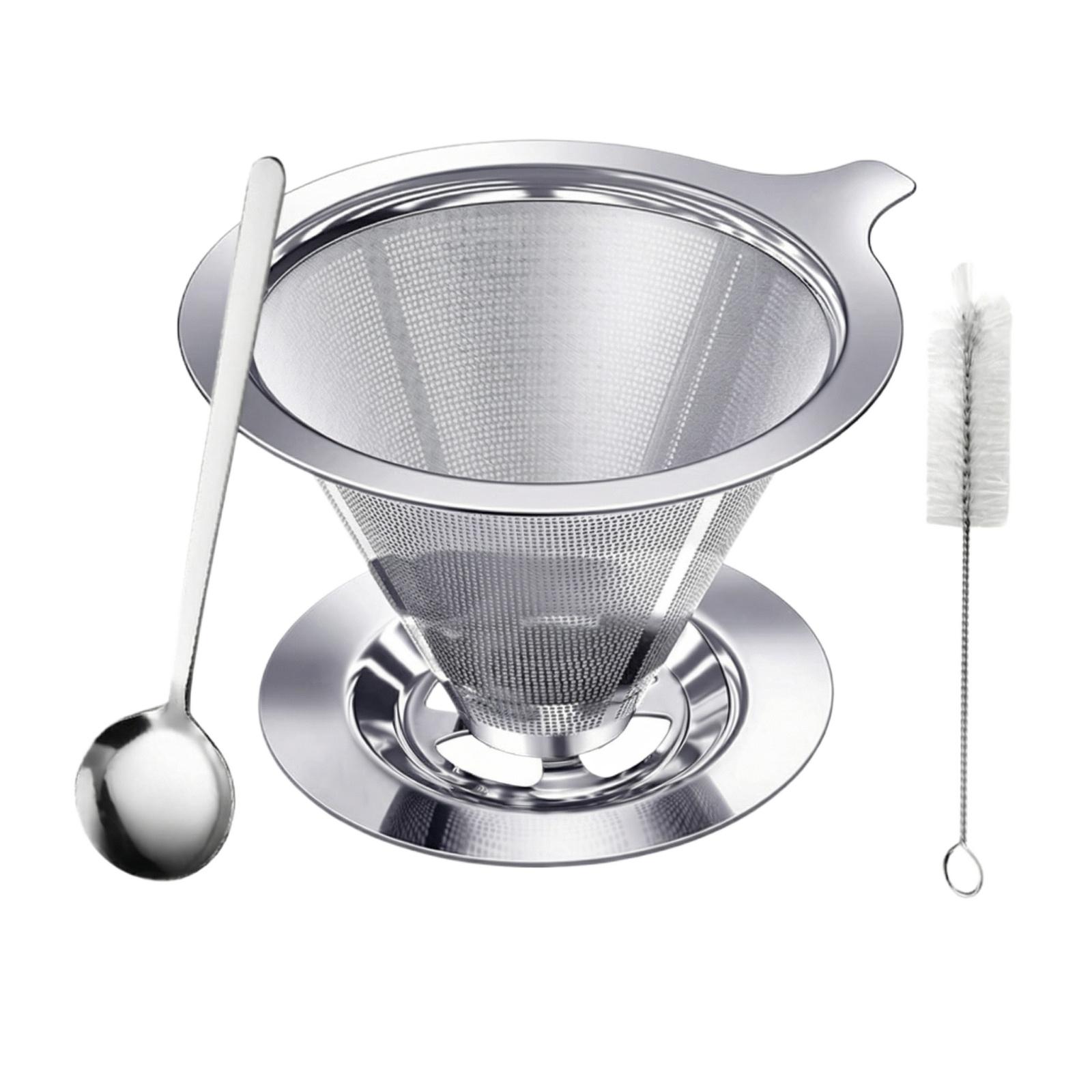 

Coffee Stainless Steel Filter, Hand Brewed Coffee Funnel серебряный