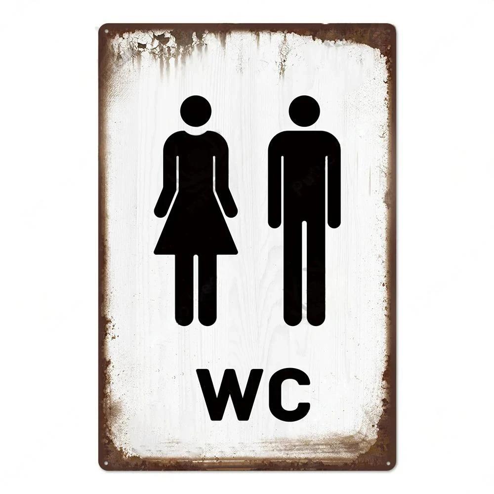 Vintage Tin Sign Bathroom Poster Decoration Bathroom Vintage Metal Plate Wall Art Bathroom Decoration Wall Painting Aesthetics