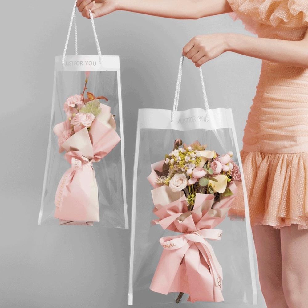 10pcs Transparent Bouquet Gift Bag Party Supplies Florist Plastic Bag New Birthday Gift Bag  Gift