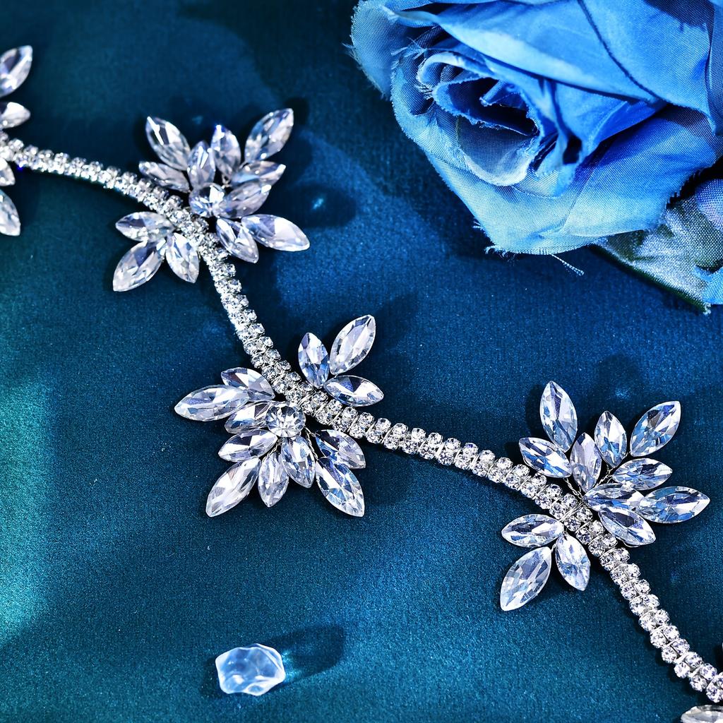 Haarkamm für Brautjungfern, Hochzeit, elegante Kopfkette mit Strasssteinen, romantisches leichtes Luxus-Haar-Accessoire für Kleid