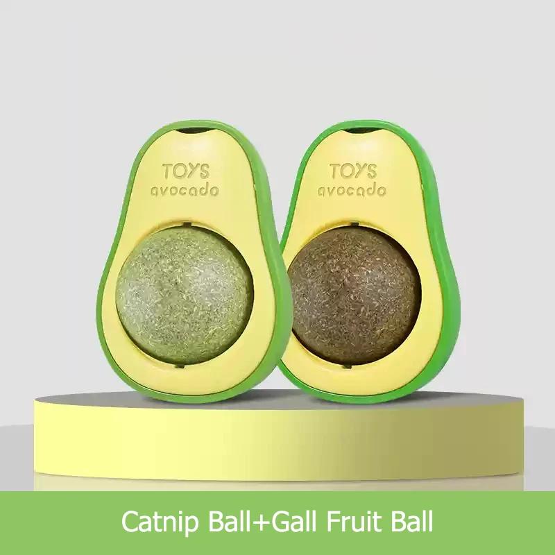Natural Catnip  Rotatable Wall Stick-on Ball Cats Teeth Cleaning Avocado Shaped Cute cat Toys Mint Ball Bionic Fun Healthy Gut
