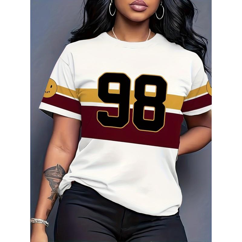 Comfortable Loose Fit Cotton Blend Crew Neck Short Sleeve Tee With 3D Print Design Women 2025