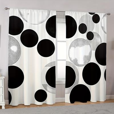 2dílná sada Geometrické květinové tištěné závěsy Design s kapsou na tyč Polyester Pro obývací pokoj Ložnici Kuchyň Další - Snadná údržba