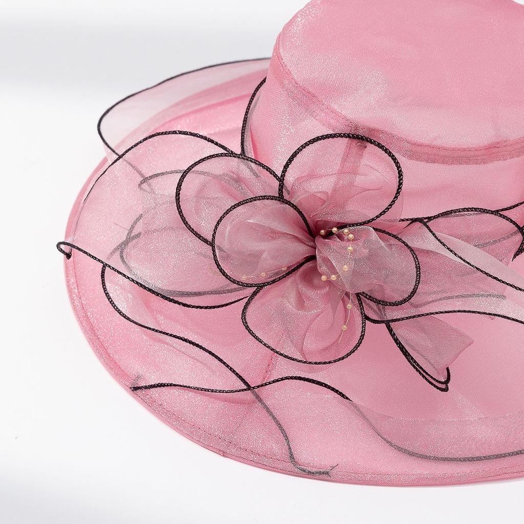 Eugen Mesh Flower Hat Summer Fashion Sun Protection and Shading Large Eave Hat Retro Elegant Women's Hat