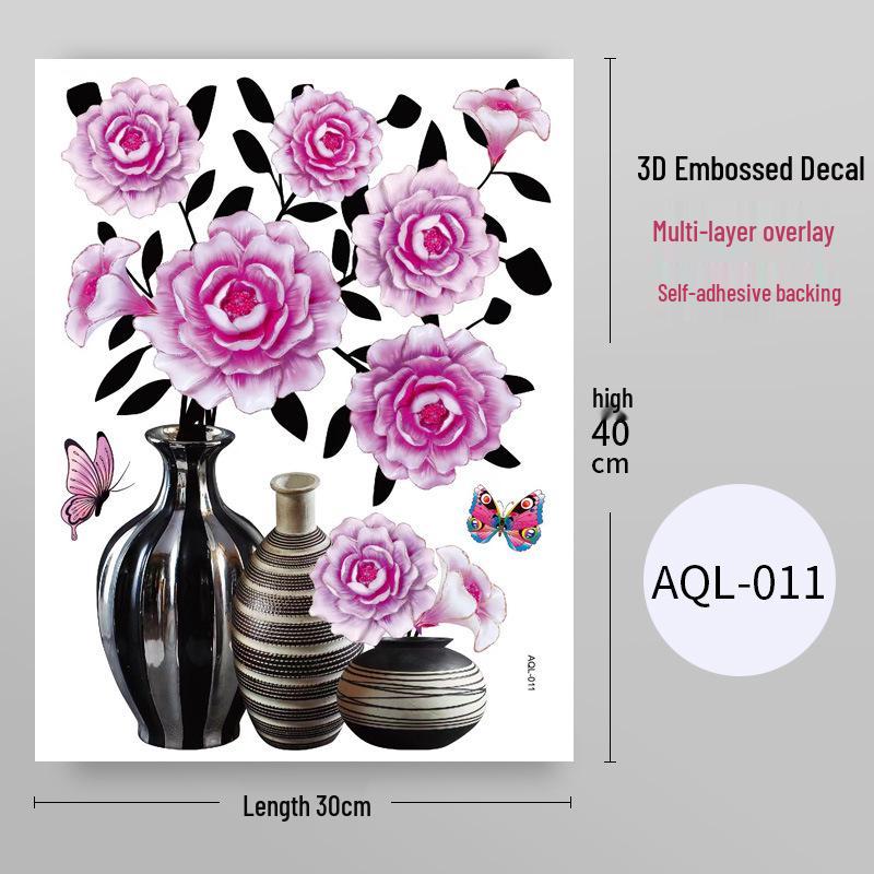 

3D Водонепроницаемая самоклеящаяся наклейка на стену в виде вазы для украшения шкафа и холодильника