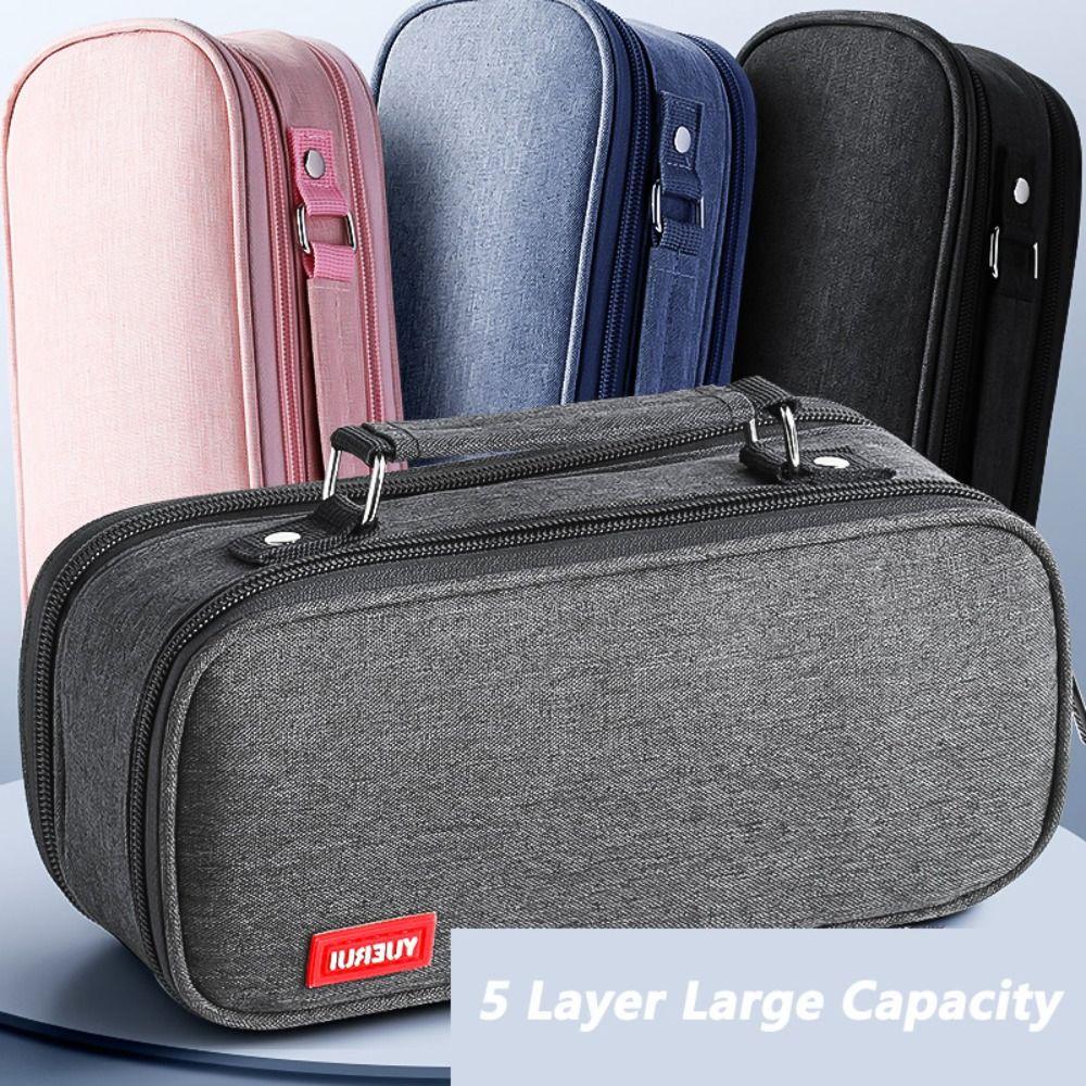 5 Layer Canvas Pencil Case Portable Student Stationery Boxes Pen Storage Bag  School Supplies
