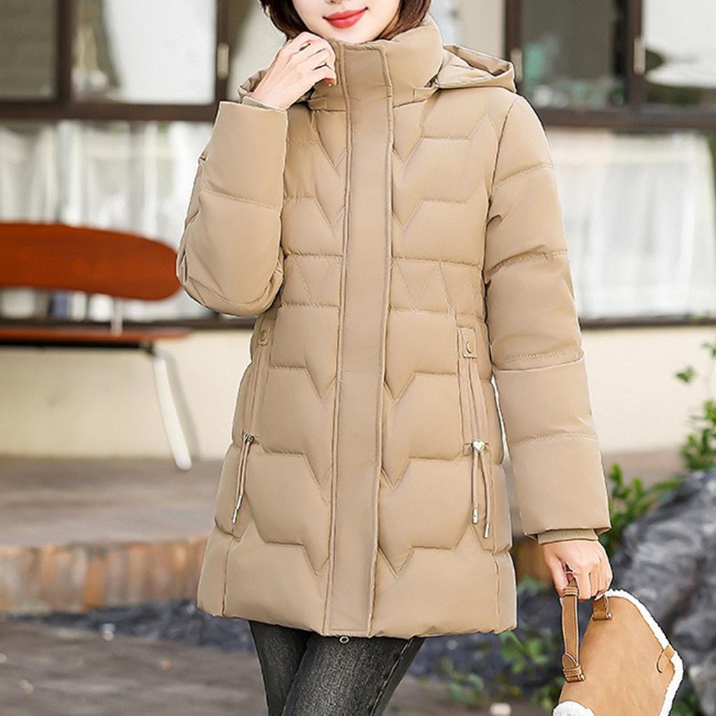 Women's Hooded Coat Ladies Winter Cotton Coat Thickened Warm Jacket