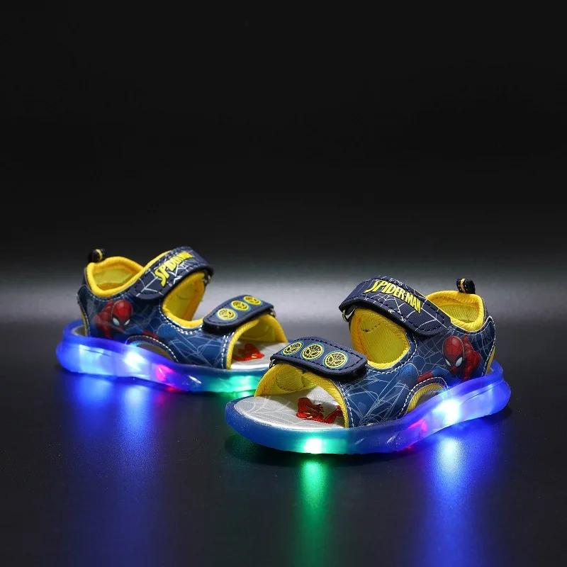 

Marvel Boys Girls Spider-Man Princess Led Light Up Luminous Sports Sandals Summer Kids Sandals Non-slip Toddler Shoes 21-insole13.5cm