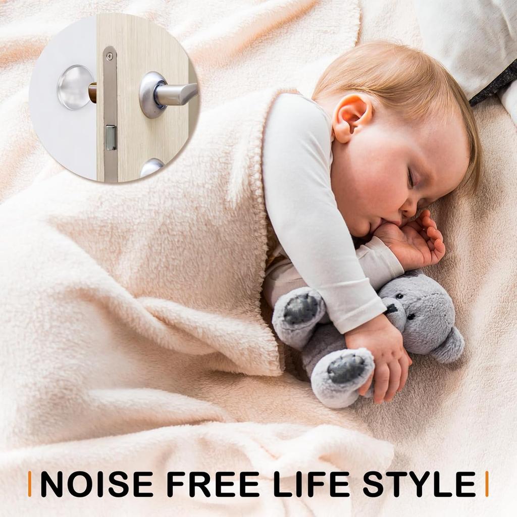 12 Pieces Door Stoppers for Wall, 2'' Clear Door Knob Wall Protector, Stops with Cabinet, Washable & Reble Protectors, Self Adhesive (12 Pcs)