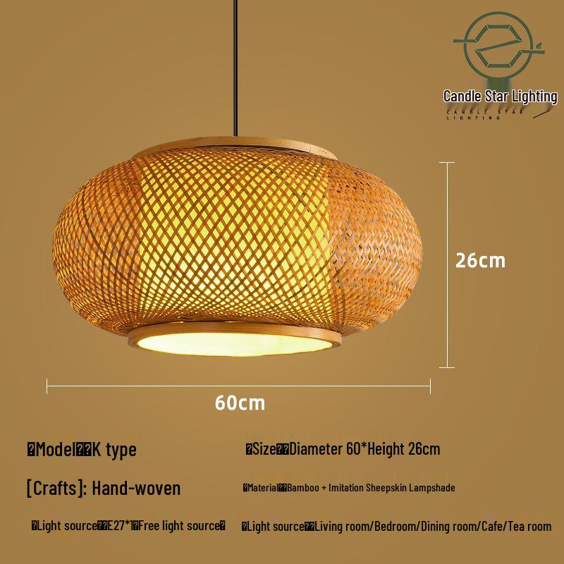 Zen Style Bamboo Rattan Pendant Light for Tea Rooms and Restaurants