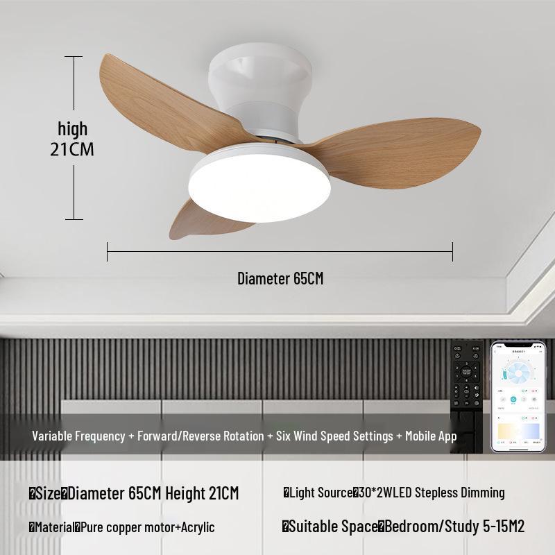 Nordic Style High-Wind Straight-Blade Ceiling Fan Light for Bedroom