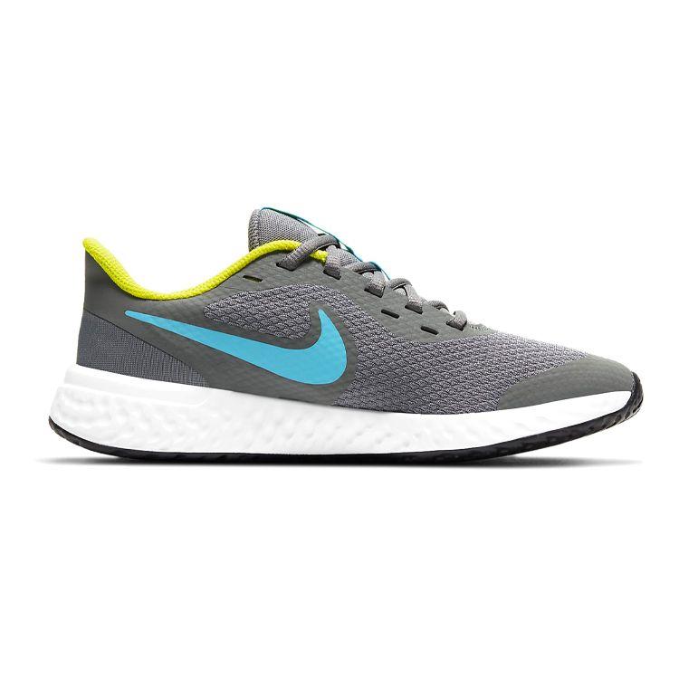 Nike Revolution 5 GS Smoke Grey Chlorine Blue Kids Sneakers High-Voltage White BQ5671-019
