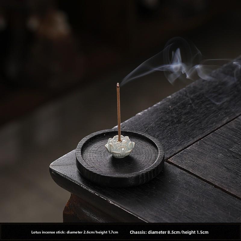 Ceramic Lotus Incense Burner Stick Holder Zen Home Decor Vintage Sandalwood Meditation Living Room Ornament Gift
