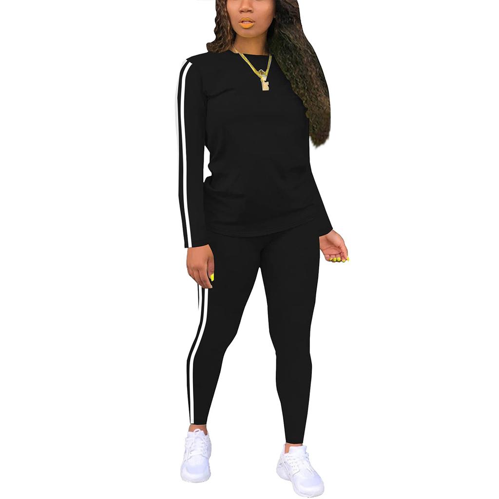 women Green Tracksuit Set with White Side Stripes